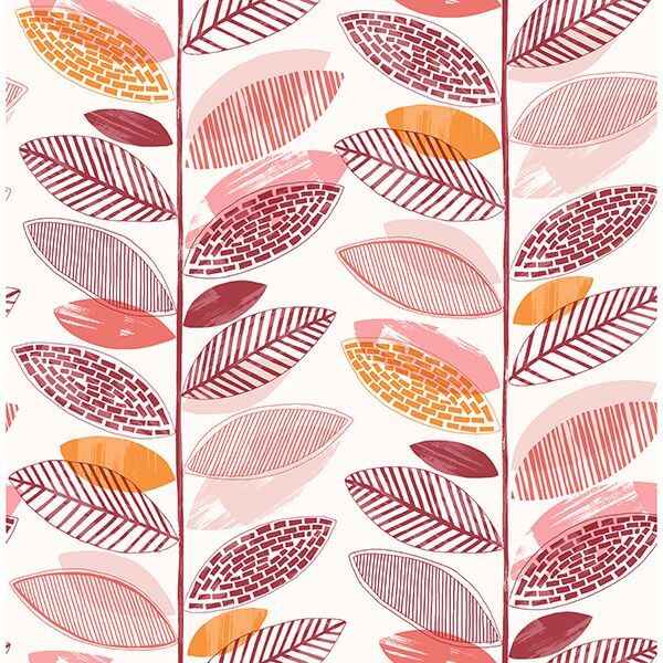 Nyssa Coral Leaves Wallpaper - York Wallcoverings - 2904-25684 - York Wallcoverings Wallpaper