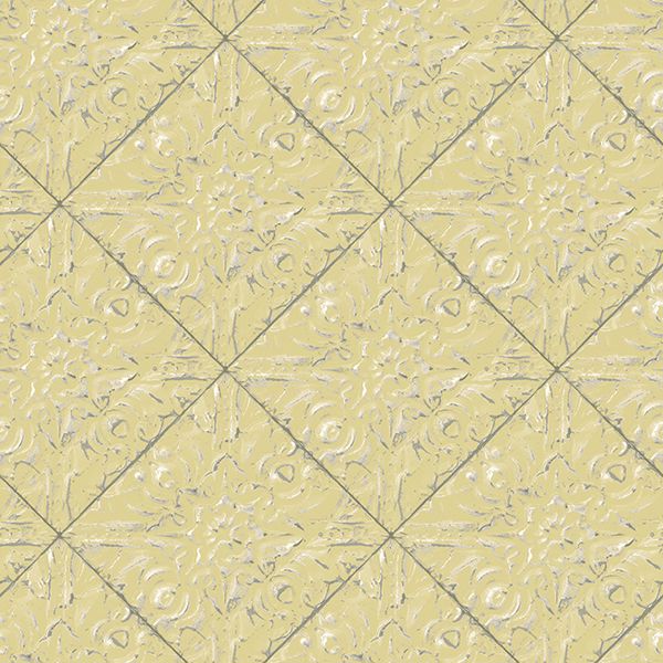 brandi-yellow-metallic-faux-tile-wallpaper-york-wallcoverings-3119-13093 - York Wallpaper Wallpaper