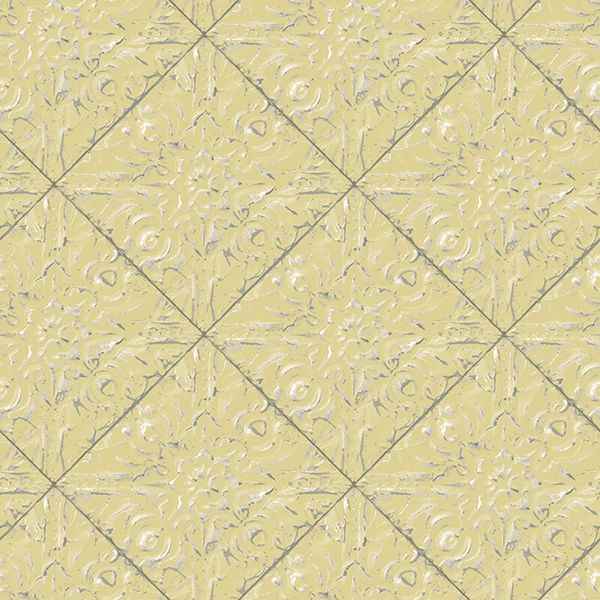 Brandi Yellow Metallic Faux Tile Wallpaper - York Wallcoverings - 3119-13093 - York Wallcoverings Wallpaper