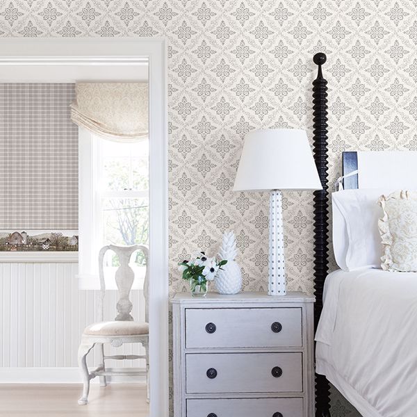 wynonna-light-grey-geometric-floral-wallpaper-york-wallcoverings-3119-13531 - York Wallpaper Wallpaper