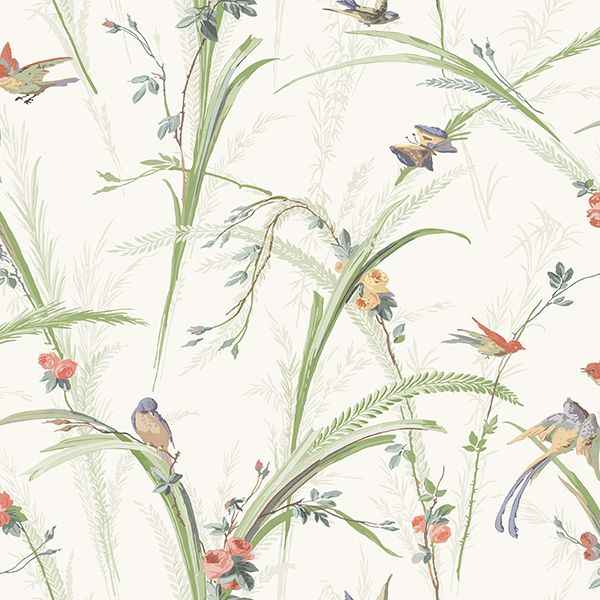 Meadowlark Light Green Botanical Wallpaper - York Wallcoverings - 3119-19321