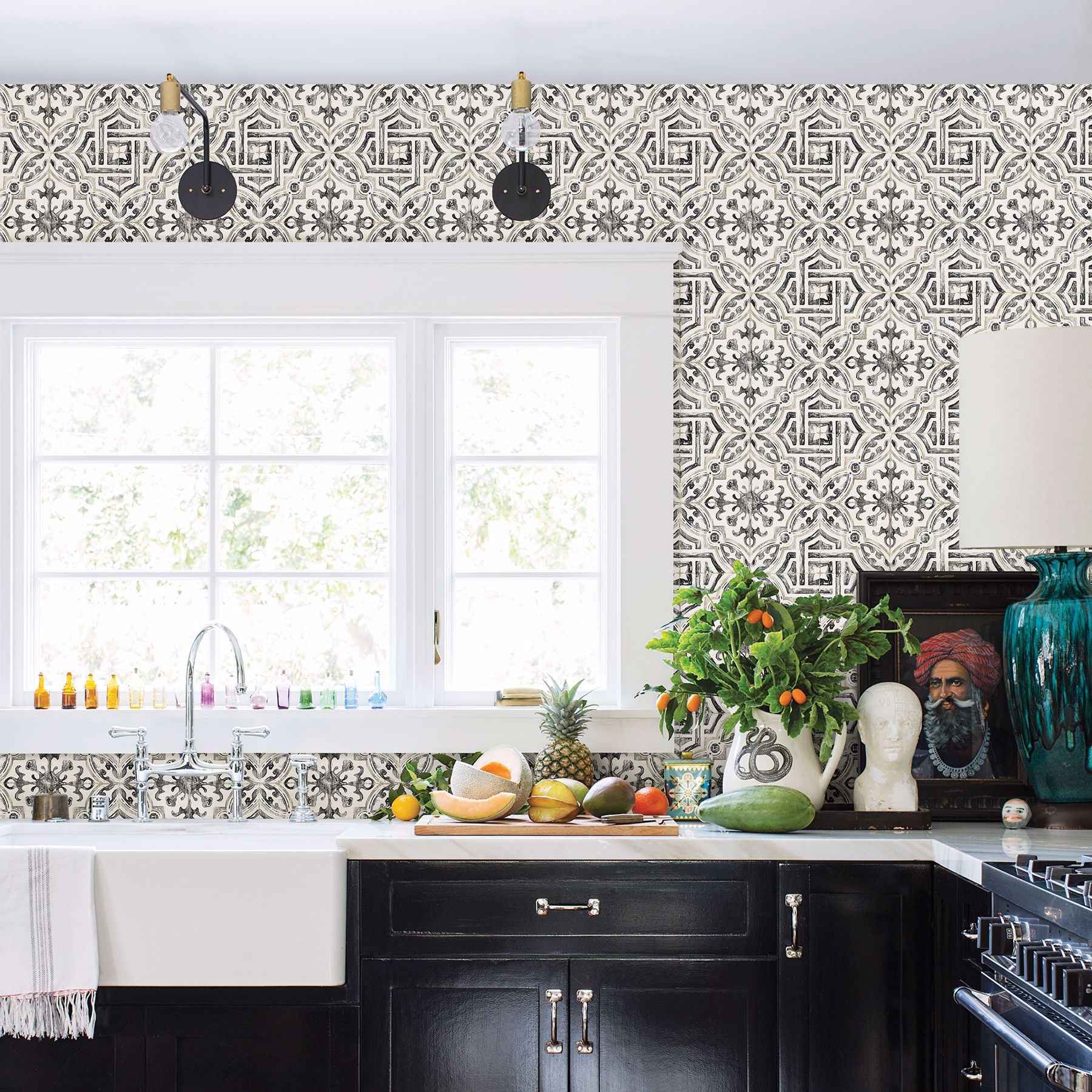 Sonoma Charcoal Spanish Tile Wallpaper - York Wallcoverings - 2904-12331 - York Wallcoverings Wallpaper