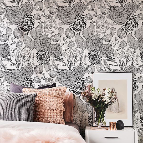 black-secret-garden-peel-and-stick-wallpaper-york-wallcoverings-nus3501 - York Wallcoverings Wallpaper
