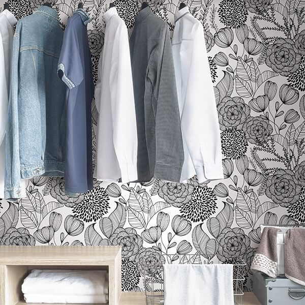 black-secret-garden-peel-and-stick-wallpaper-york-wallcoverings-nus3501 - York Wallcoverings Wallpaper