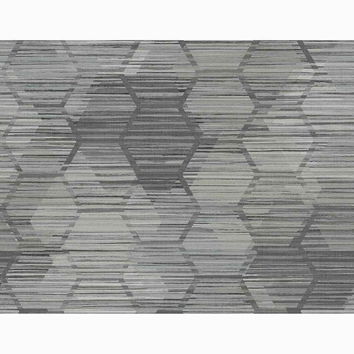 Jabari Charcoal Geometric Faux Grasscloth Wallpaper - York Wallcoverings - 2949-60500
