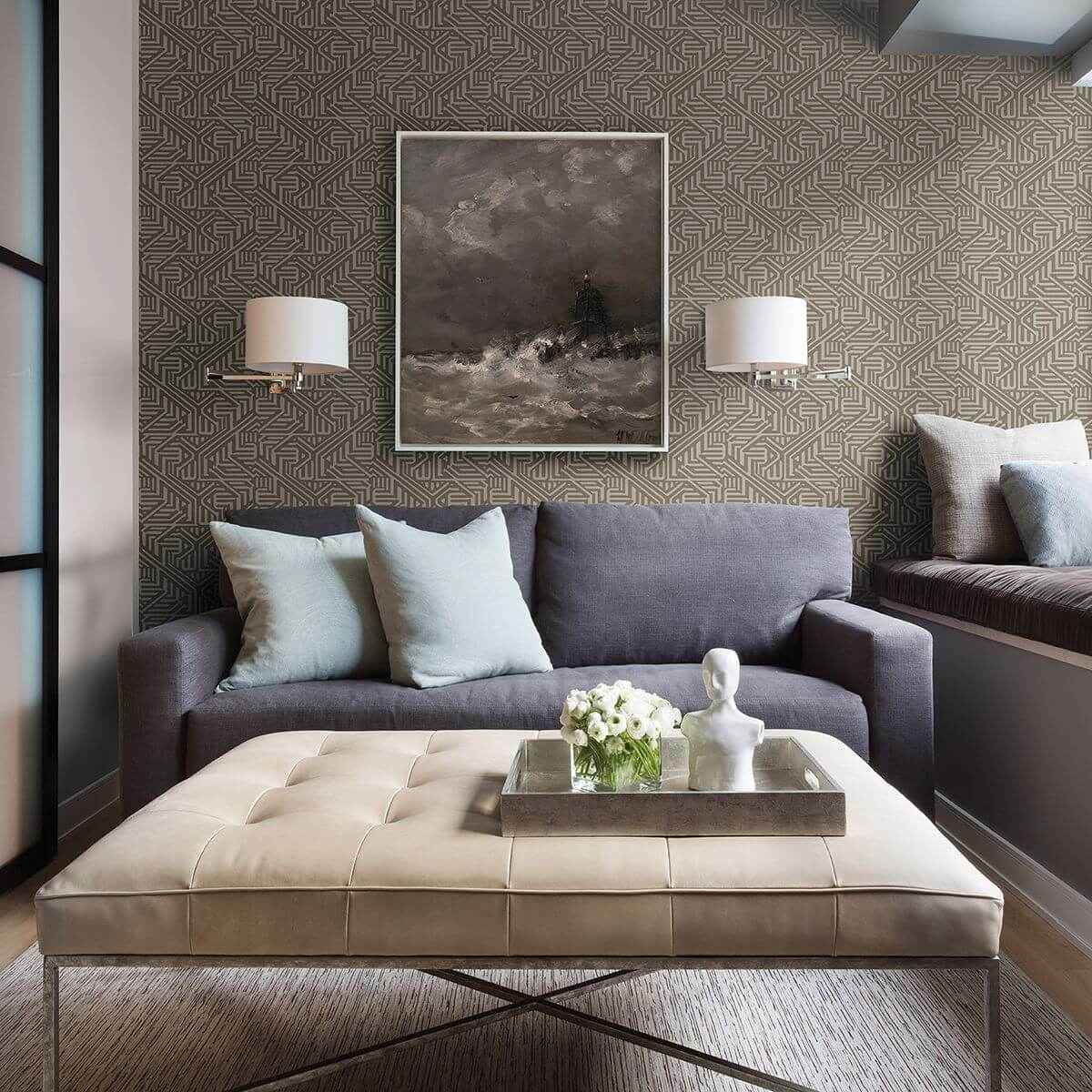 Nambiti Brown Geometric Wallpaper - York Wallcoverings - 2949-60609 - York Wallcoverings Wallpaper