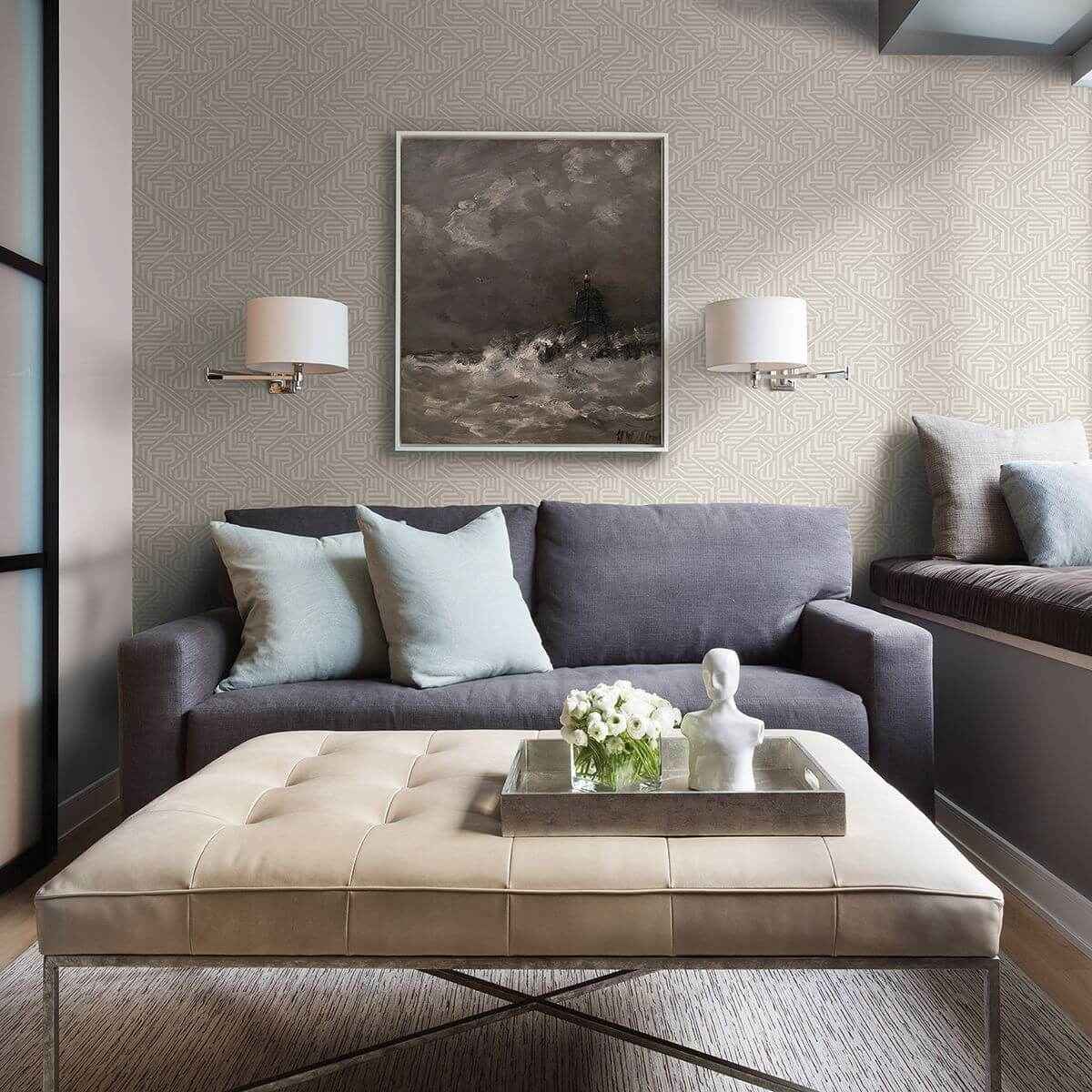 Nambiti Light Grey Geometric Wallpaper - York Wallcoverings - 2949-60618 - York Wallcoverings Wallpaper