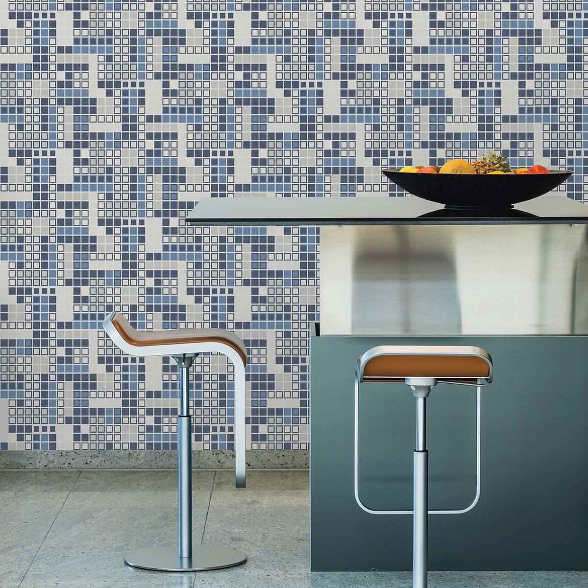 Bantry Blue Geometric Wallpaper - York Wallcoverings - 2949-60702 - York Wallcoverings Wallpaper
