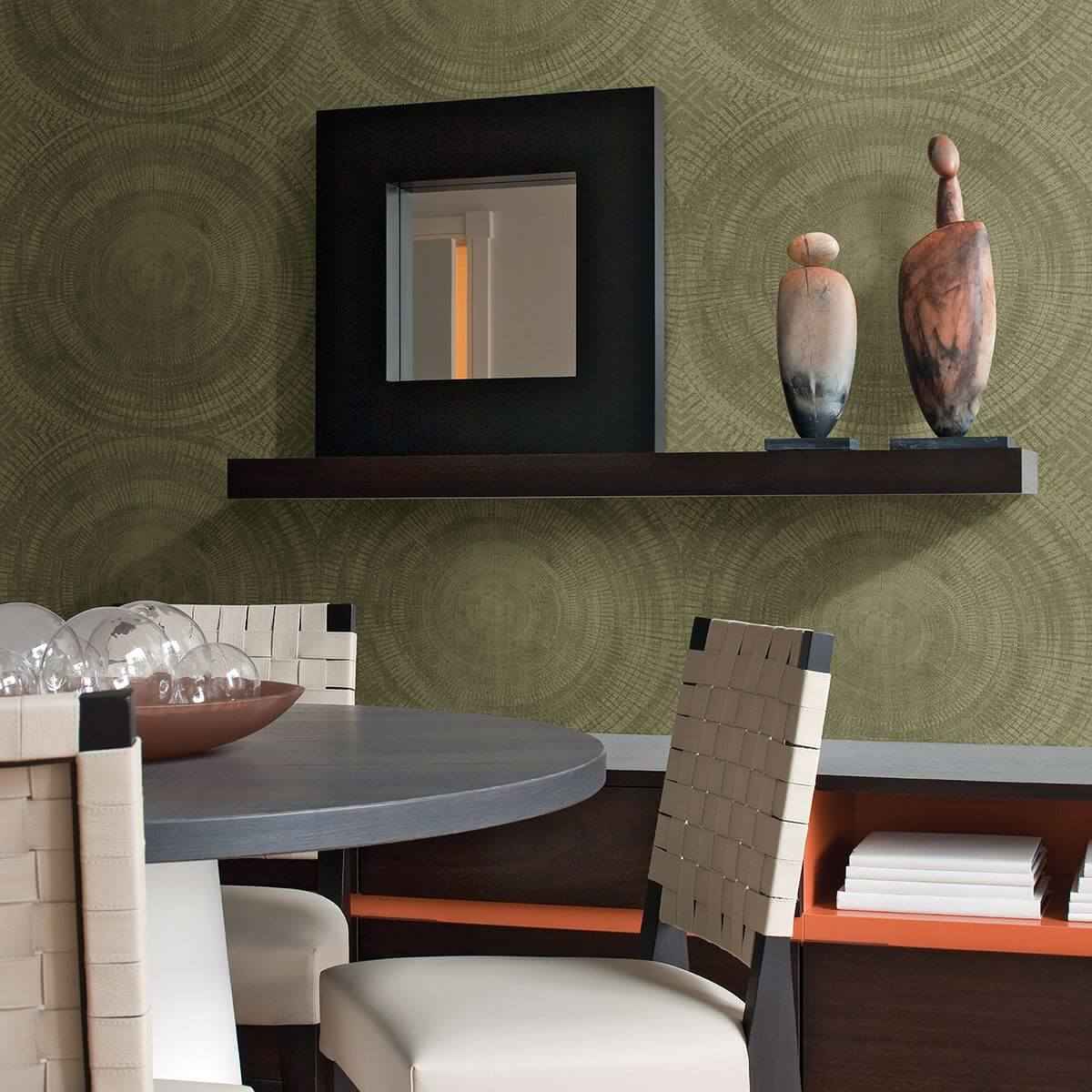 Lalit Olive Medallion Wallpaper - York Wallcoverings - 2949-61104 - York Wallcoverings Wallpaper
