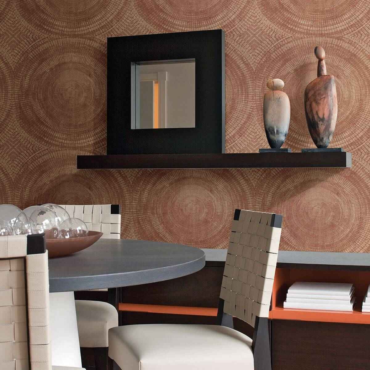 Lalit Burnt Sienna Medallion Wallpaper - York Wallcoverings - 2949-61105 - York Wallcoverings Wallpaper