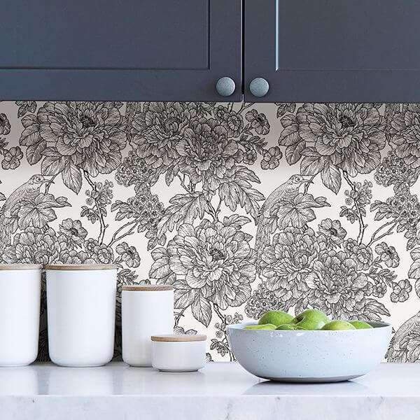black-white-sudbury-peel-and-stick-wallpaper-york-wallcoverings-nus3544 - York Wallcoverings Wallpaper