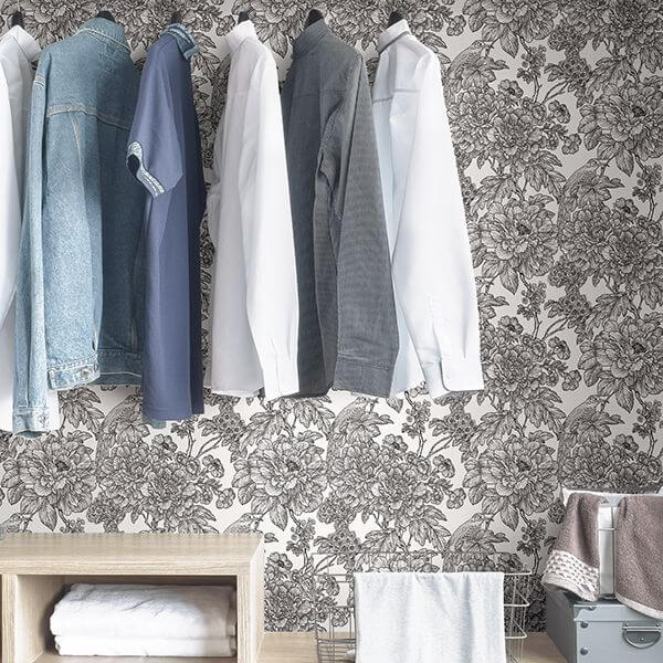 black-white-sudbury-peel-and-stick-wallpaper-york-wallcoverings-nus3544 - York Wallcoverings Wallpaper
