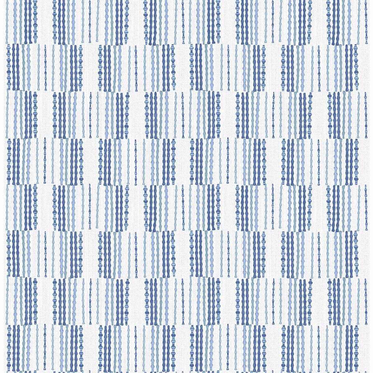 Burgen Blue Geometric Linen Wallpaper - York Wallcoverings - 2903-25806