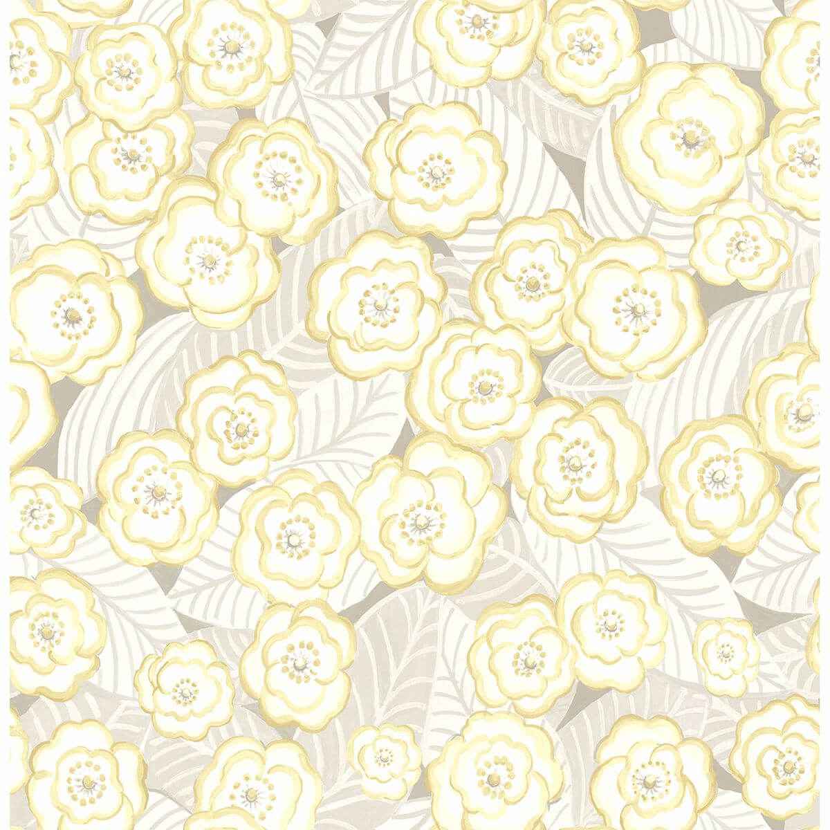 Emery Light Yellow Floral Wallpaper - York Wallcoverings - 2903-25834 - York Wallcoverings Wallpaper