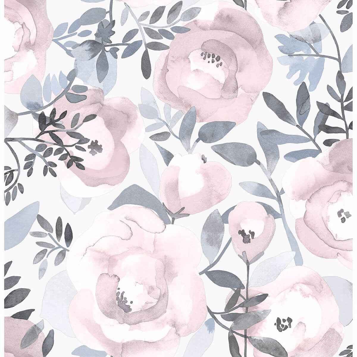 Orla Purple Floral Wallpaper - York Wallcoverings - 2903-25840