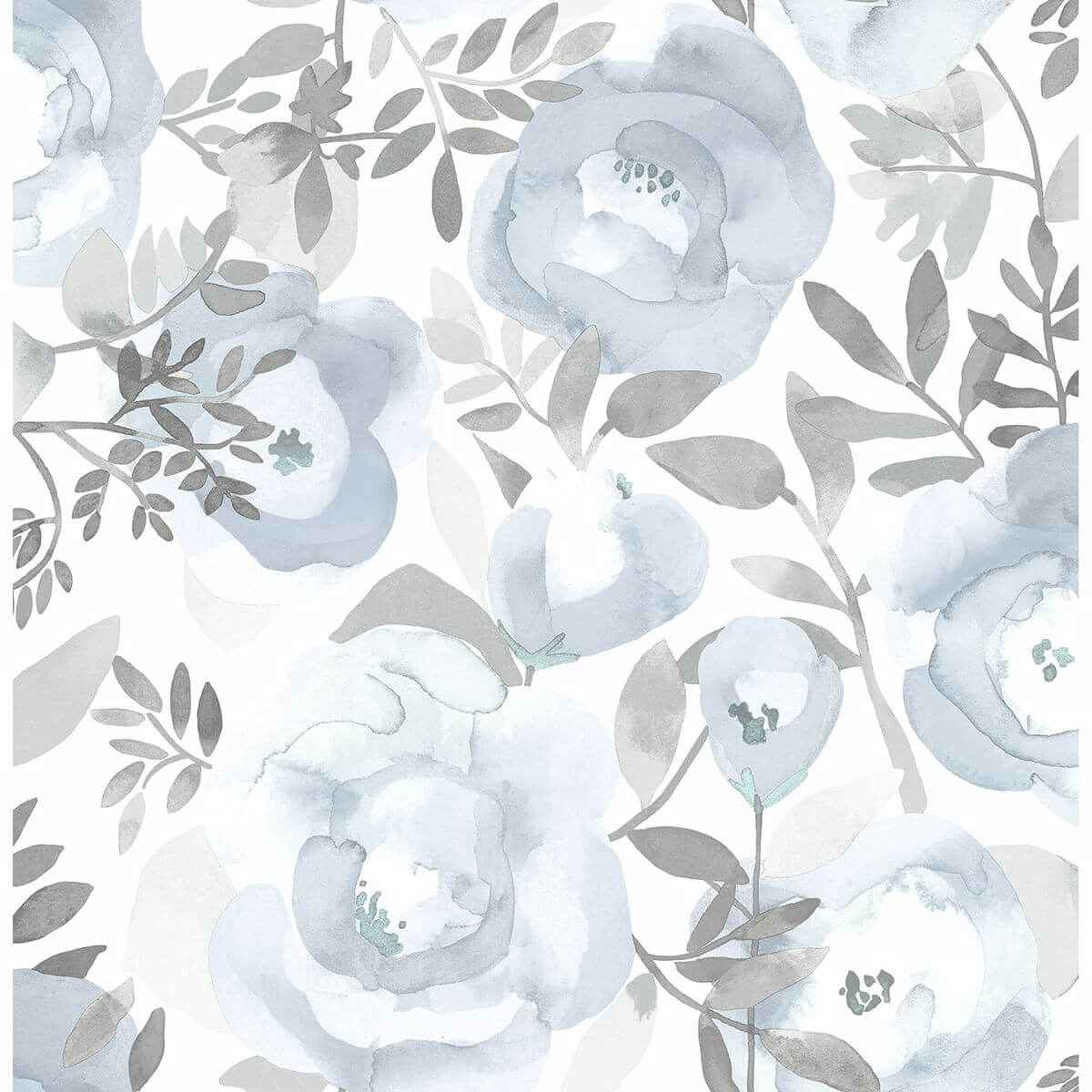 Orla Blue Floral Wallpaper - York Wallcoverings - 2903-25841