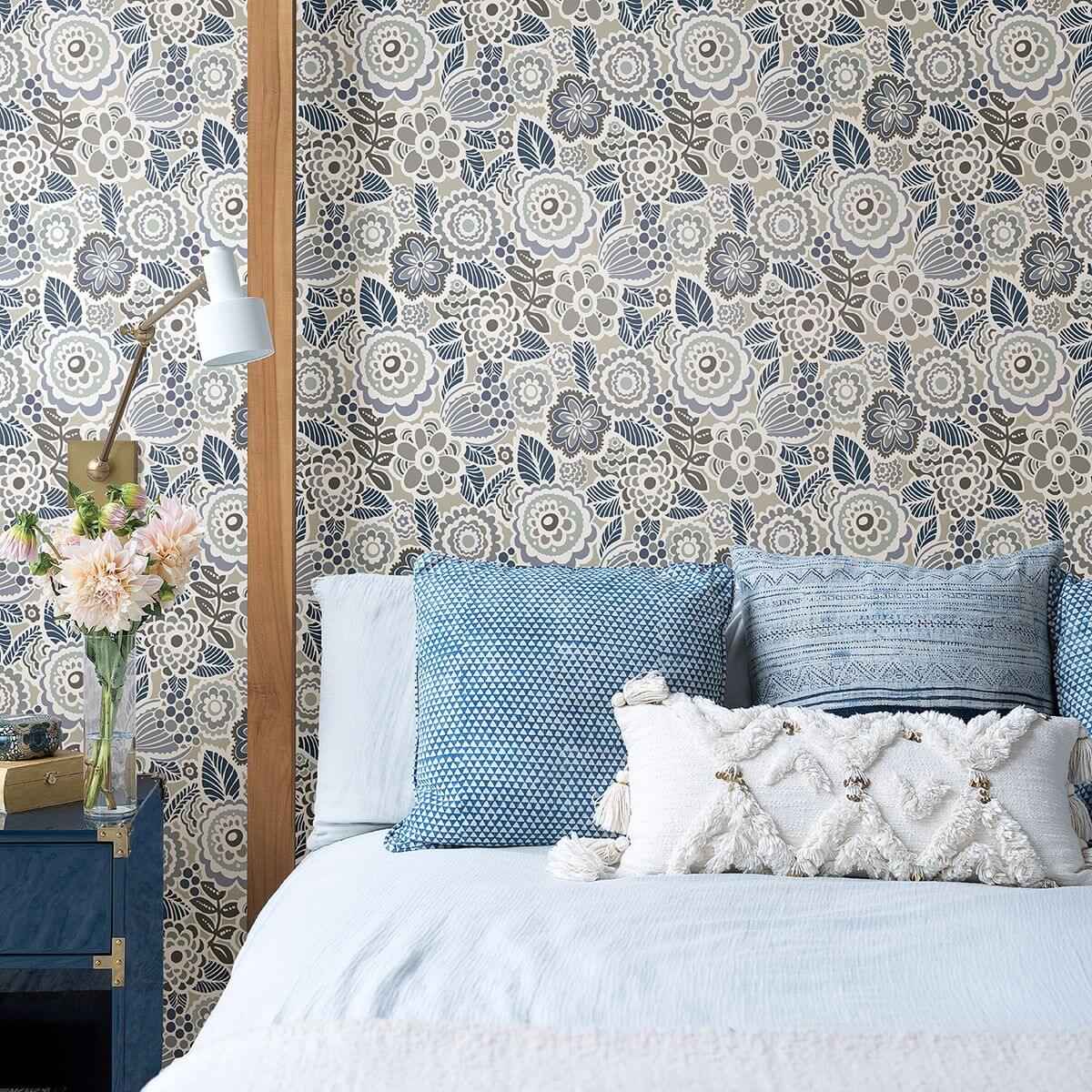 Lucy Grey Floral Wallpaper - York Wallcoverings - 2903-25864 - York Wallcoverings Wallpaper