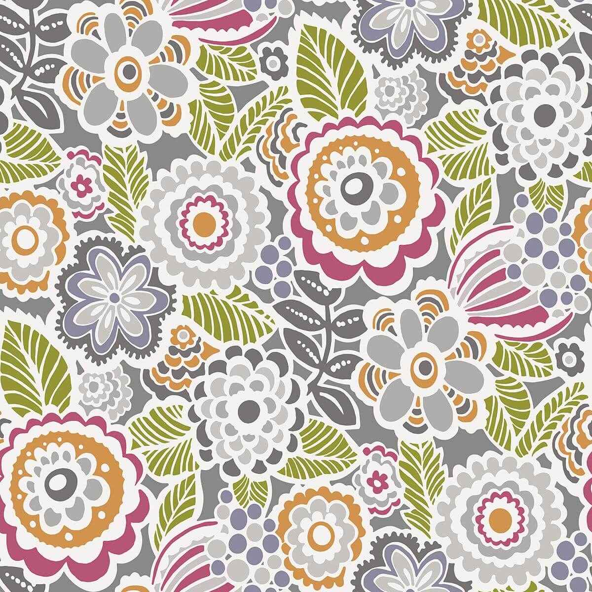 Lucy Multicolor Floral Wallpaper - York Wallcoverings - 2903-25865 - York Wallcoverings Wallpaper