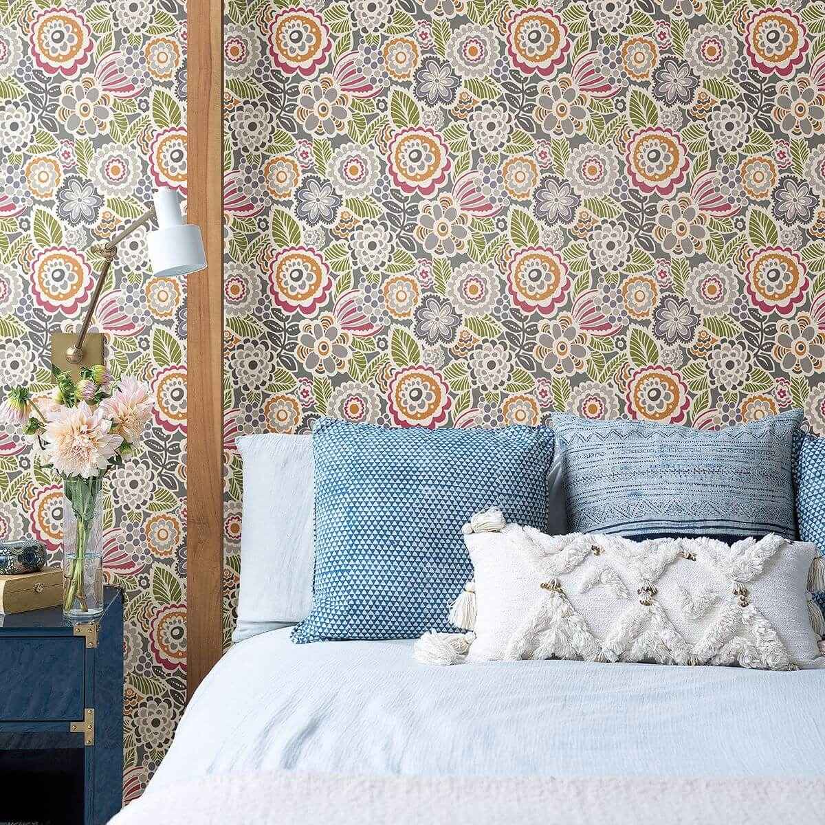 Lucy Multicolor Floral Wallpaper - York Wallcoverings - 2903-25865 - York Wallcoverings Wallpaper