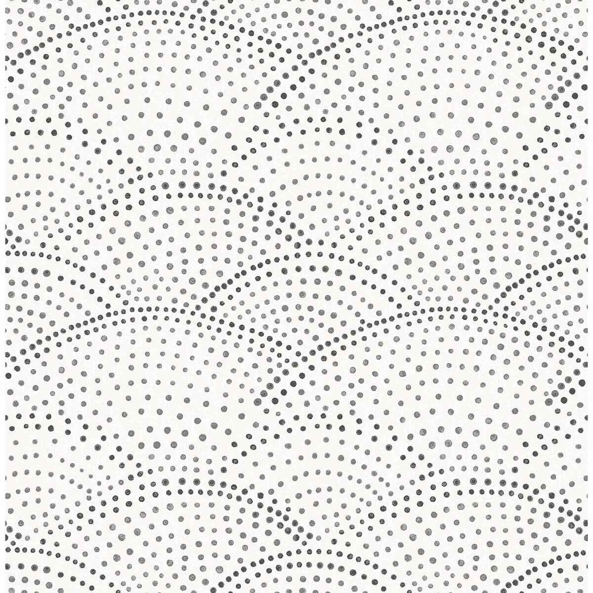 Bennett Charcoal Dotted Scallop Wallpaper - York Wallcoverings - 2903-25870 - York Wallcoverings Wallpaper