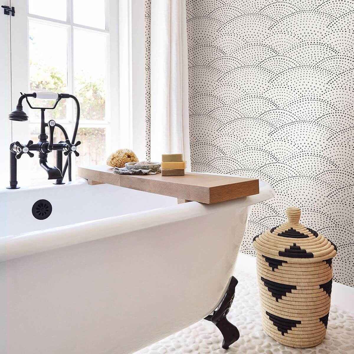 Bennett Charcoal Dotted Scallop Wallpaper - York Wallcoverings - 2903-25870 - York Wallcoverings Wallpaper