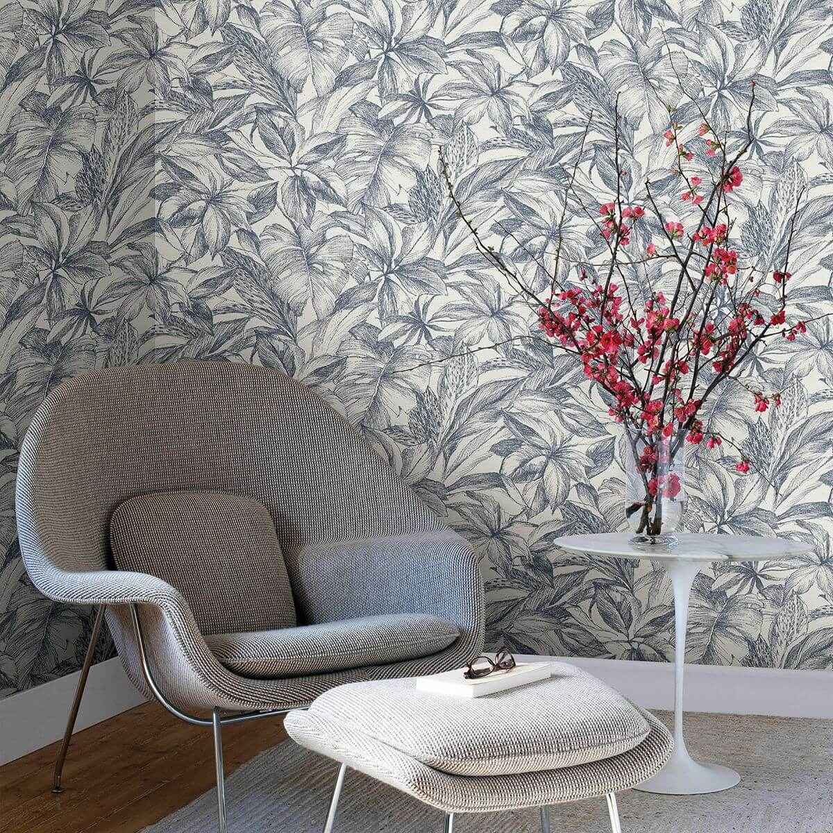Simone Denim Tropical Wallpaper - York Wallcoverings - 2910-2741 - York Wallcoverings Wallpaper