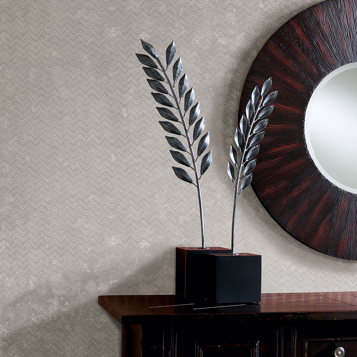 luna-silver-distressed-chevron-wallpaper-york-wallcoverings-2927-00607 - York Wallpaper Wallpaper