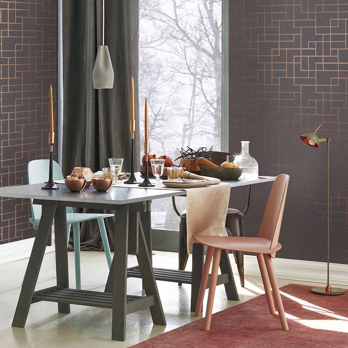 mason-dark-grey-geometric-wallpaper-york-wallcoverings-2927-42492 - York Wallcoverings Wallpaper