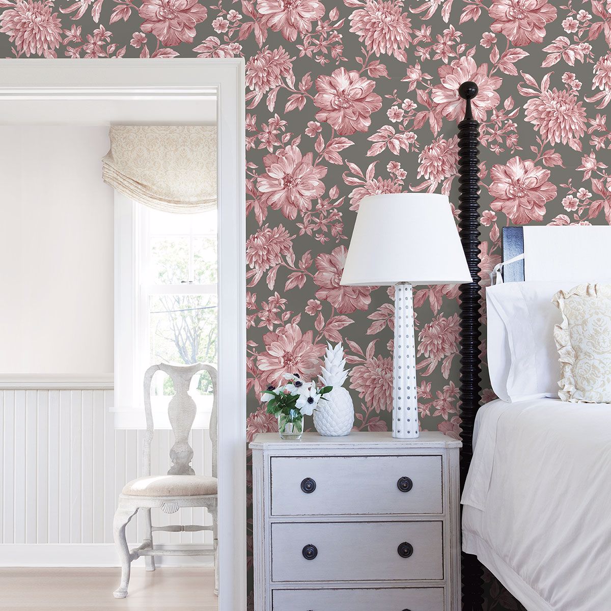 gabriela-rasberry-floral-wallpaper-york-wallcoverings-uw25897 - York Wallcoverings Wallpaper
