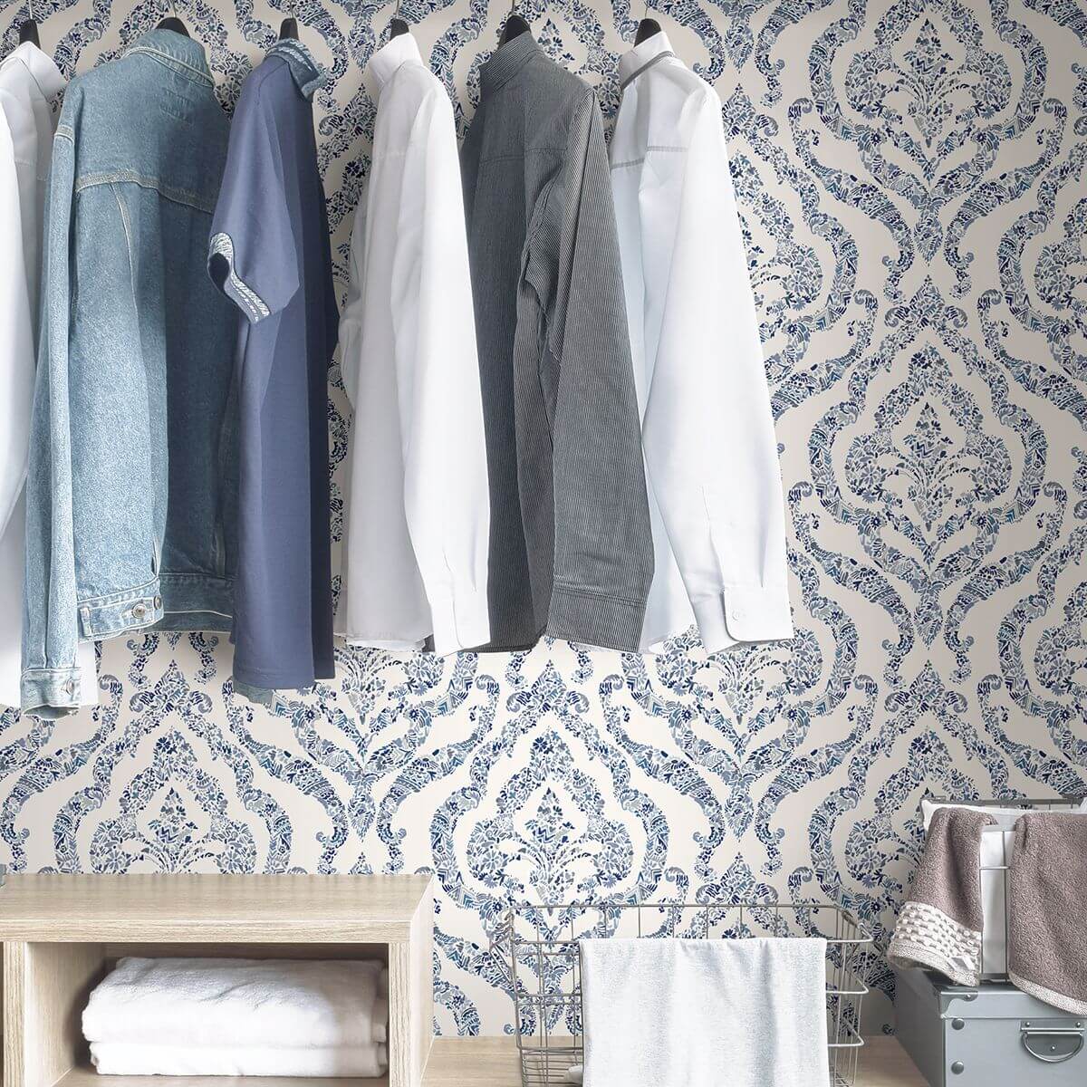 blue-guildford-peel-and-stick-wallpaper-york-wallcoverings-nus3547 - York Wallcoverings Wallpaper