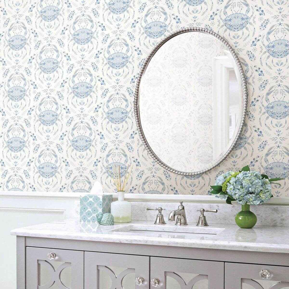 annapolis-light-blue-crustacean-wallpaper-york-wallcoverings-3120-13644 - York Wallcoverings Wallpaper