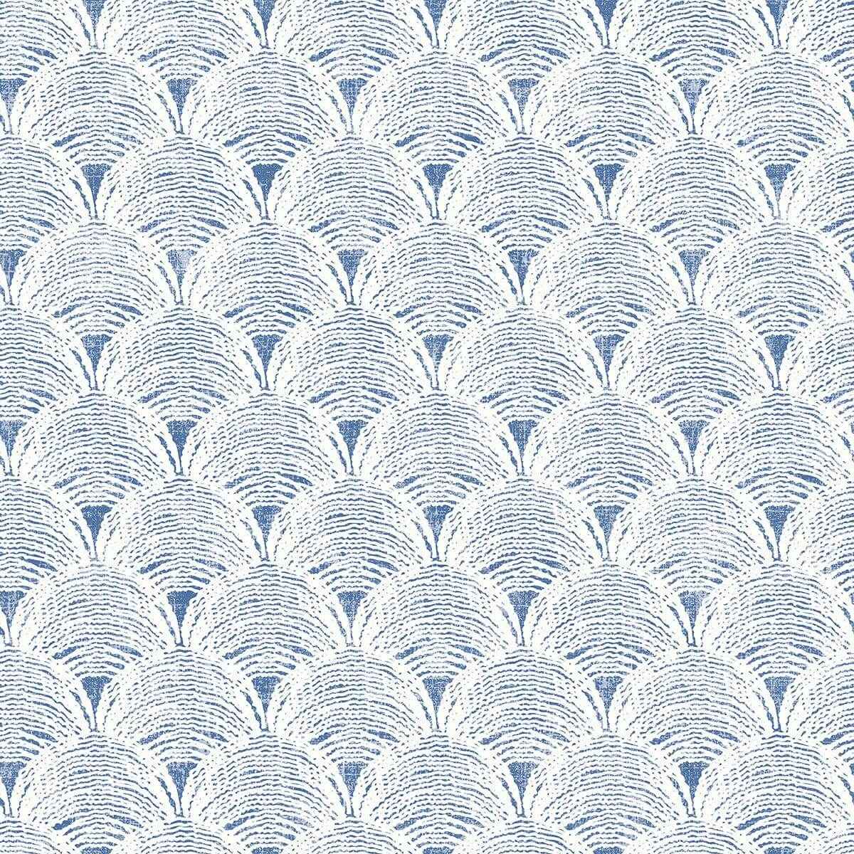 santiago-blue-scalloped-wallpaper-york-wallcoverings-3120-13654 - York Wallcoverings Wallpaper