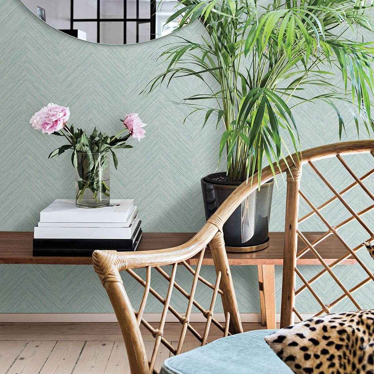 caladesi-teal-faux-linen-wallpaper-york-wallcoverings-3120-13672 - York Wallcoverings Wallpaper