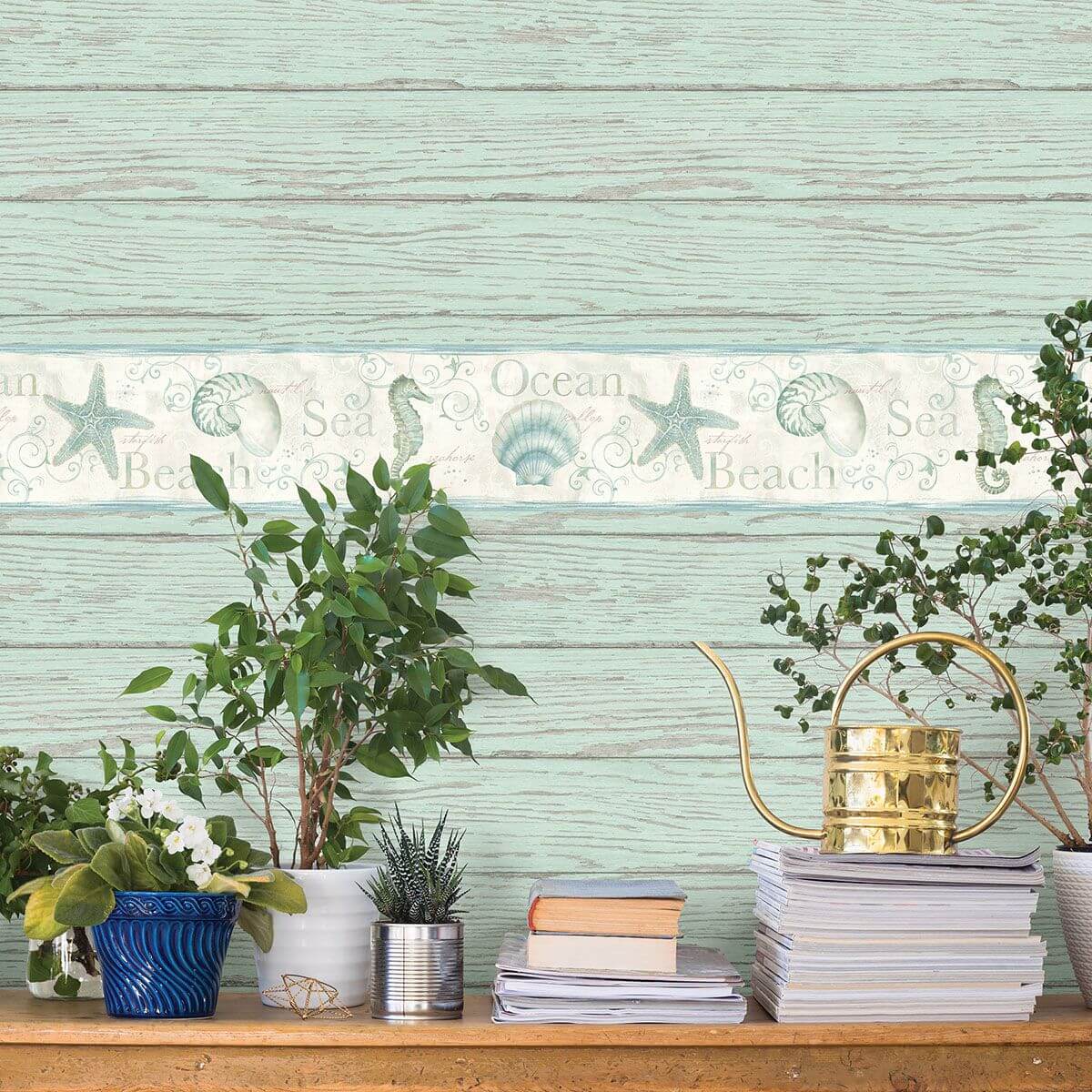 island-sea-green-green-starfish-wallpaper-york-wallcoverings-3120-53562b - York Wallpaper Wallpaper