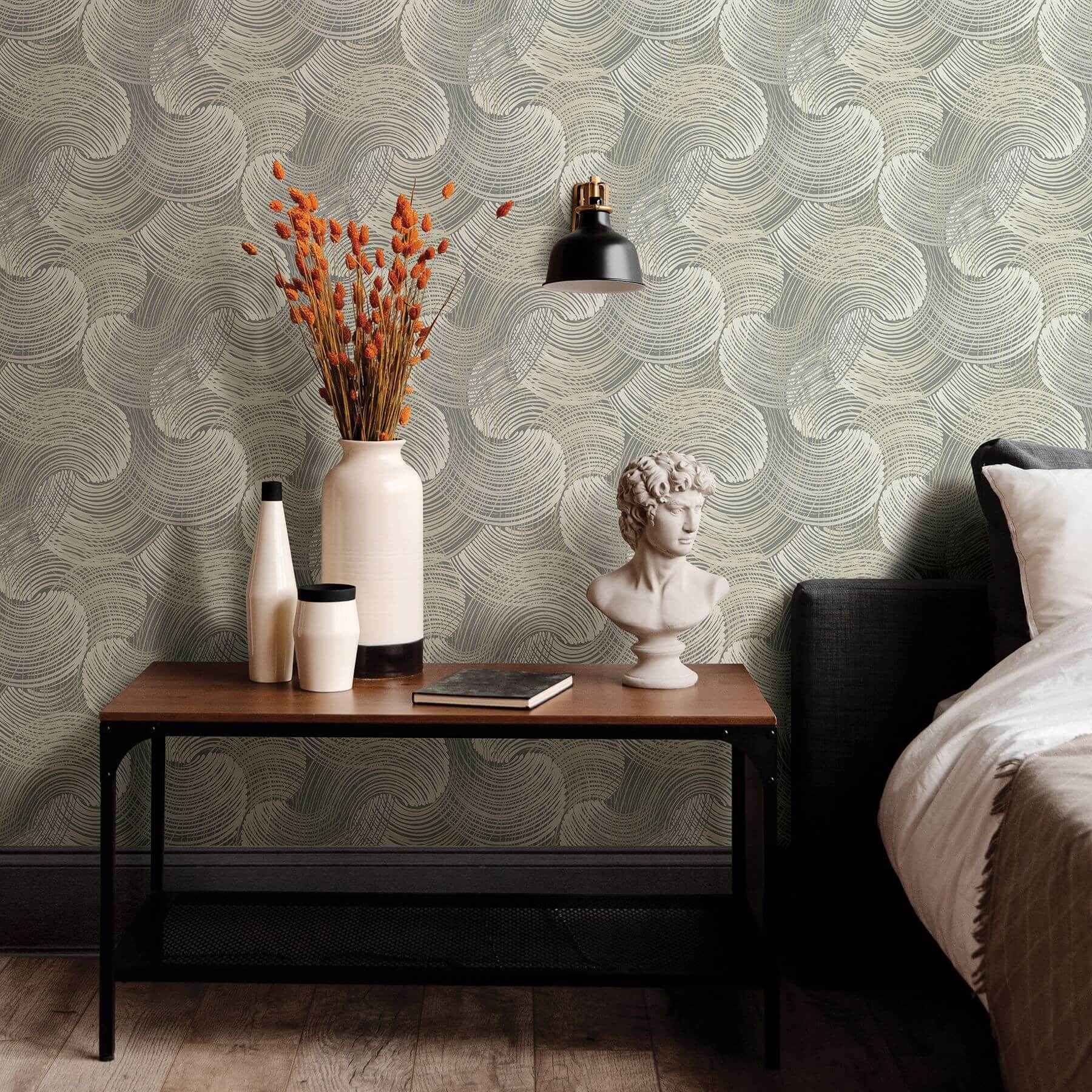 karson-grey-swirling-geometric-wallpaper-york-wallcoverings-2964-25906 - York Wallcoverings Wallpaper