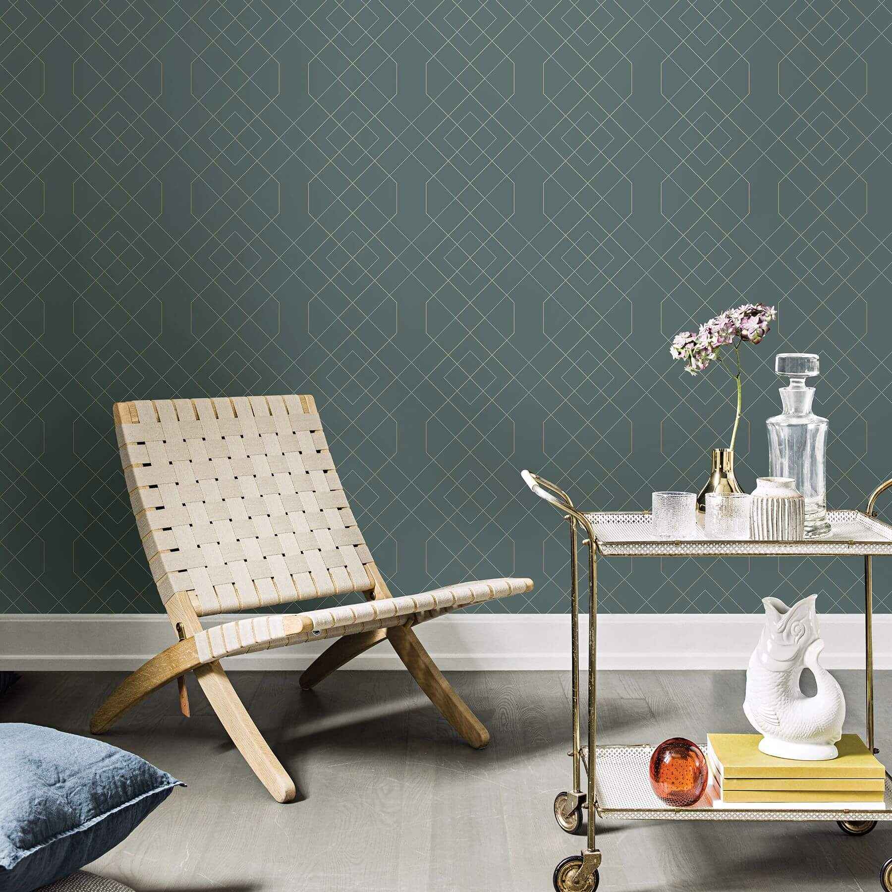 ballard-teal-geometric-wallpaper-york-wallcoverings-2964-25911 - York Wallcoverings Wallpaper