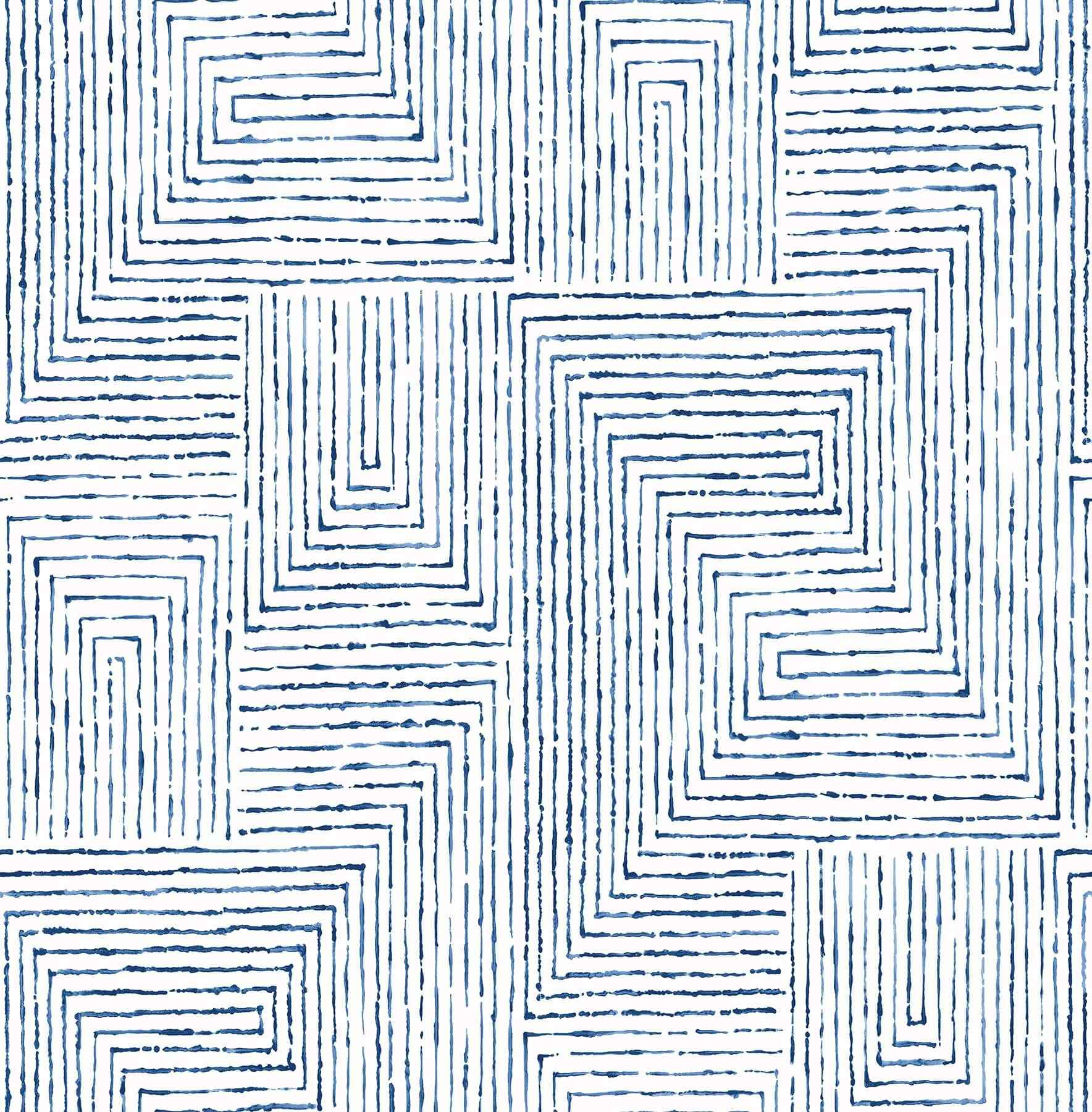 merritt-indigo-geometric-wallpaper-york-wallcoverings-2964-25955 - York Wallcoverings Wallpaper