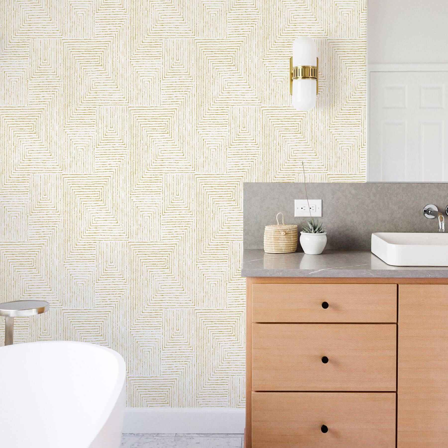 merritt-honey-geometric-wallpaper-york-wallcoverings-2964-25957 - York Wallcoverings Wallpaper