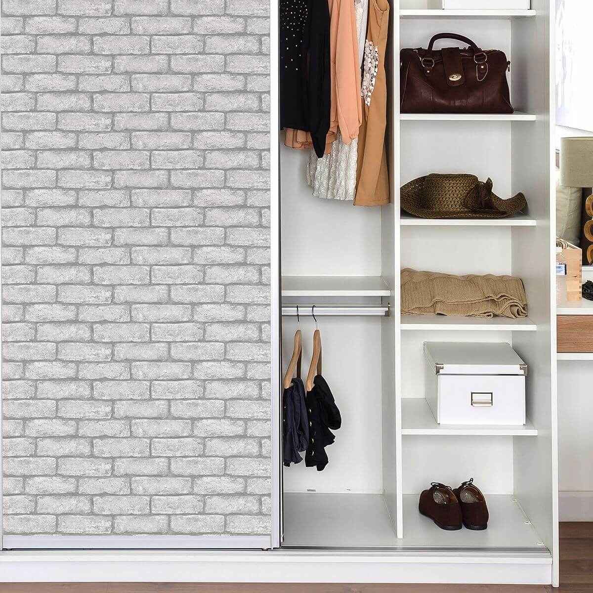 Cambridge Brick Grey Peel Stick Wallpaper - York Wallcoverings - NH3060 - York Wallcoverings Wallpaper