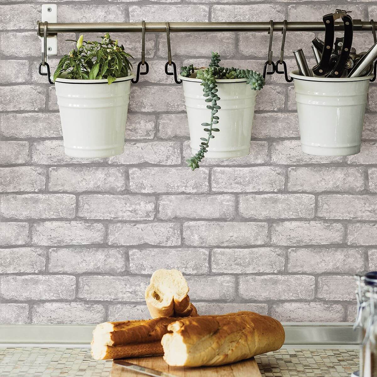 cambridge-brick-grey-peel-stick-wallpaper-york-wallcoverings-nh3060 - York Wallcoverings Wallpaper