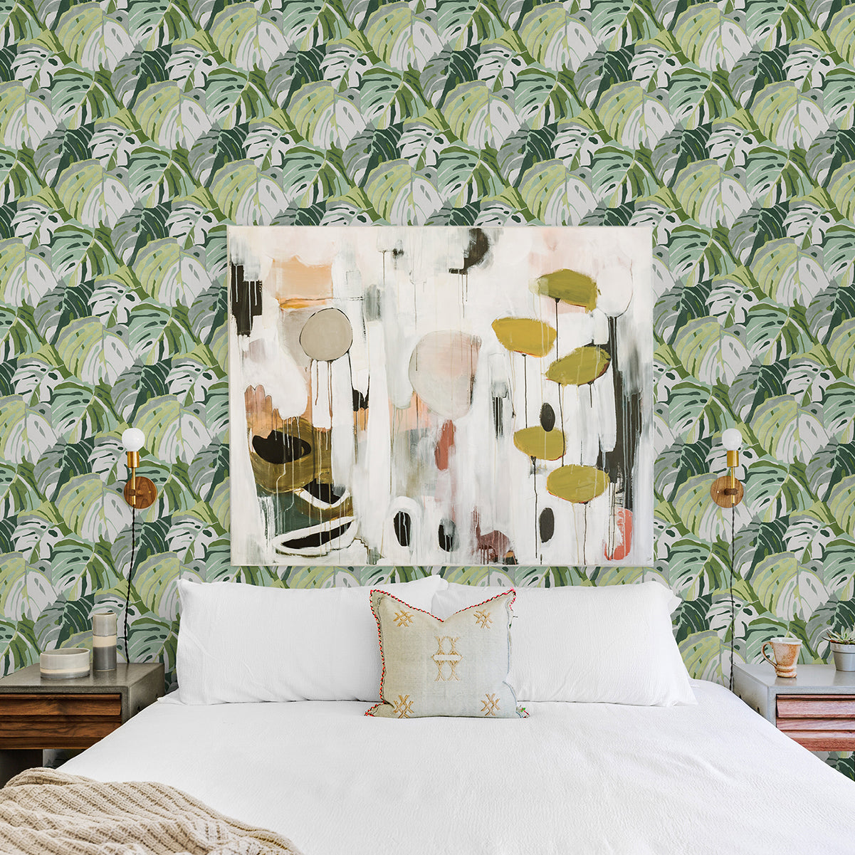 samara-green-monstera-leaf-wallpaper-york-wallcoverings-2969-26006 - York Wallcoverings Wallpaper