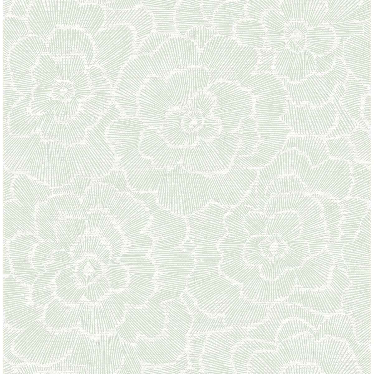 Periwinkle Green Textured Floral Wallpaper - York Wallcoverings - 2969-26040