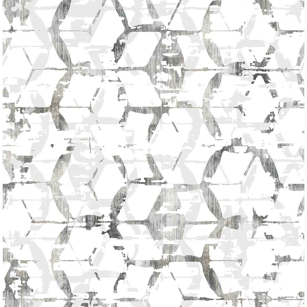 augustine-black-distressed-geometric-wallpaper-york-wallcoverings-2969-26043 - York Wallcoverings Wallpaper
