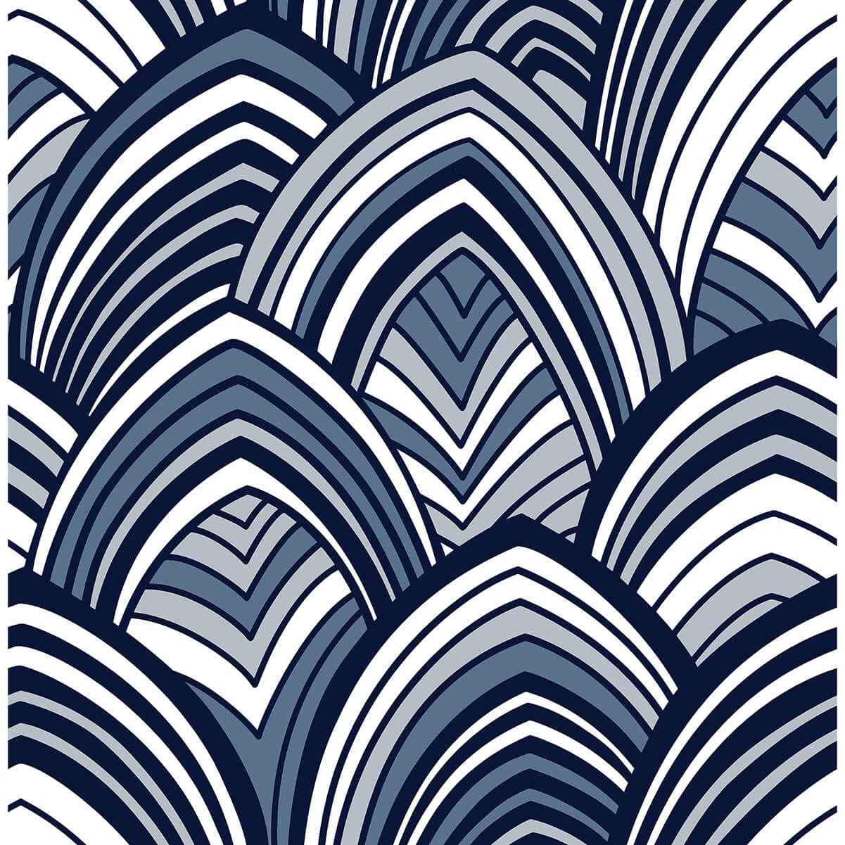 cabarita-indigo-art-deco-flocked-leaves-wallpaper-york-wallcoverings-2969-87351 - York Wallcoverings Wallpaper