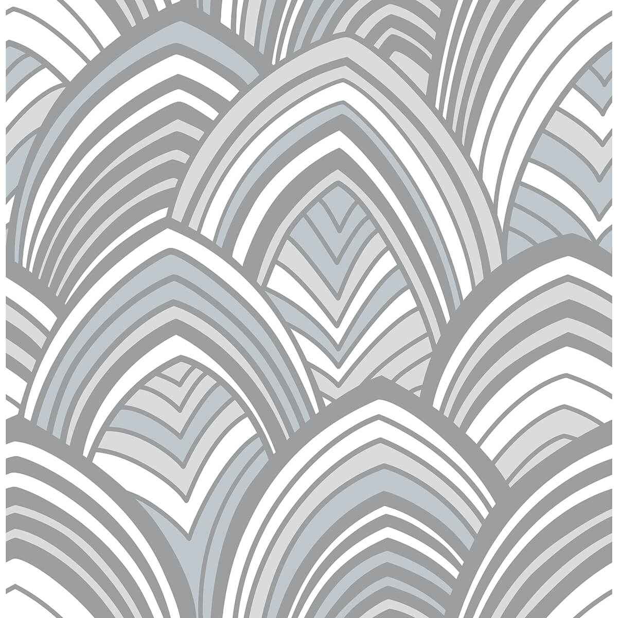 cabarita-grey-art-deco-flocked-leaves-wallpaper-york-wallcoverings-2969-87353 - York Wallcoverings Wallpaper