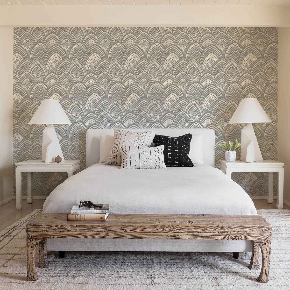 cabarita-grey-art-deco-flocked-leaves-wallpaper-york-wallcoverings-2969-87353 - York Wallcoverings Wallpaper