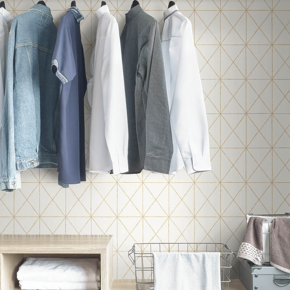 white-gold-get-in-line-peel-and-stick-wallpaper-york-wallcoverings-nus3577 - York Wallcoverings Wallpaper