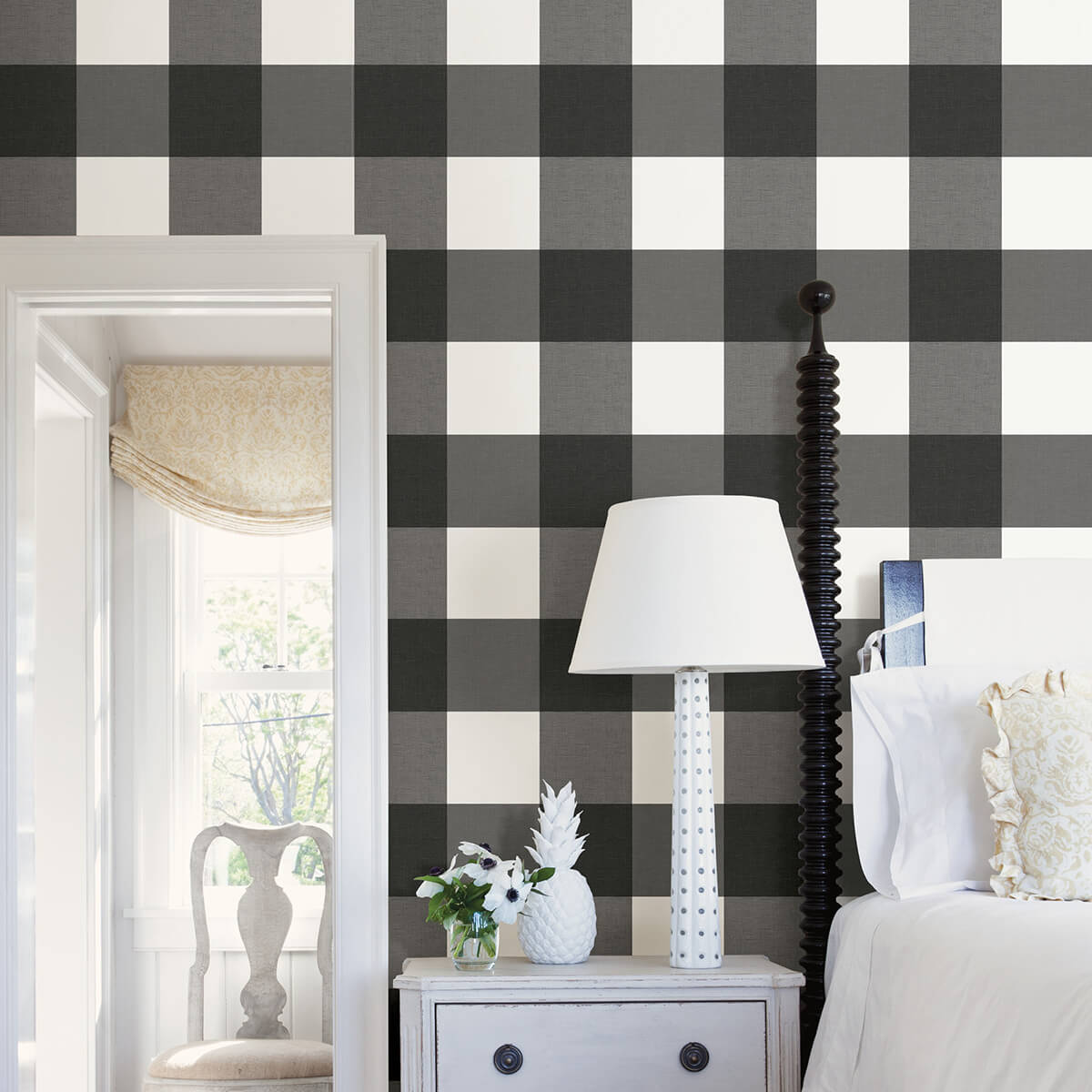 charcoal-farmhouse-plaid-peel-and-stick-wallpaper-york-wallcoverings-nus3624 - York Wallcoverings Wallpaper