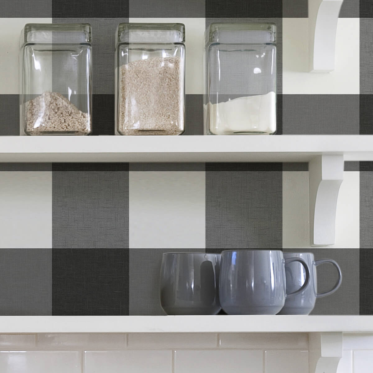 charcoal-farmhouse-plaid-peel-and-stick-wallpaper-york-wallcoverings-nus3624 - York Wallcoverings Wallpaper