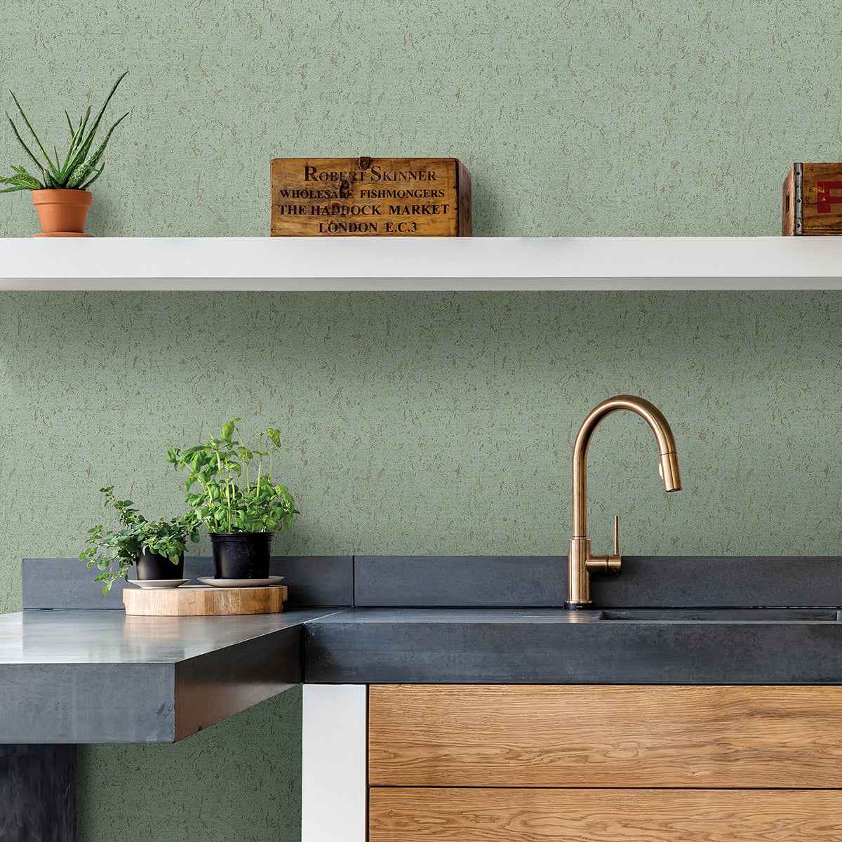 Guri Green Concrete Texture Wallpaper - York Wallcoverings - 2896-25316 - York Wallcoverings Wallpaper